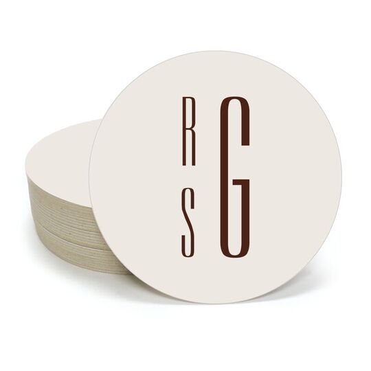 Your Skinny Stacked Initials Round Coasters